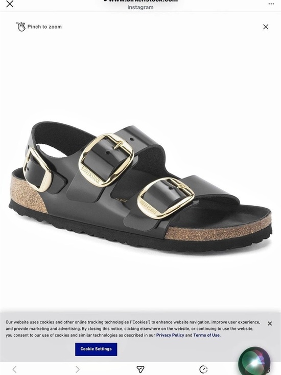 Birkenstock Shoes - Birkenstock Milano Big Buckle Sandals in Black patent with gold hardware.
